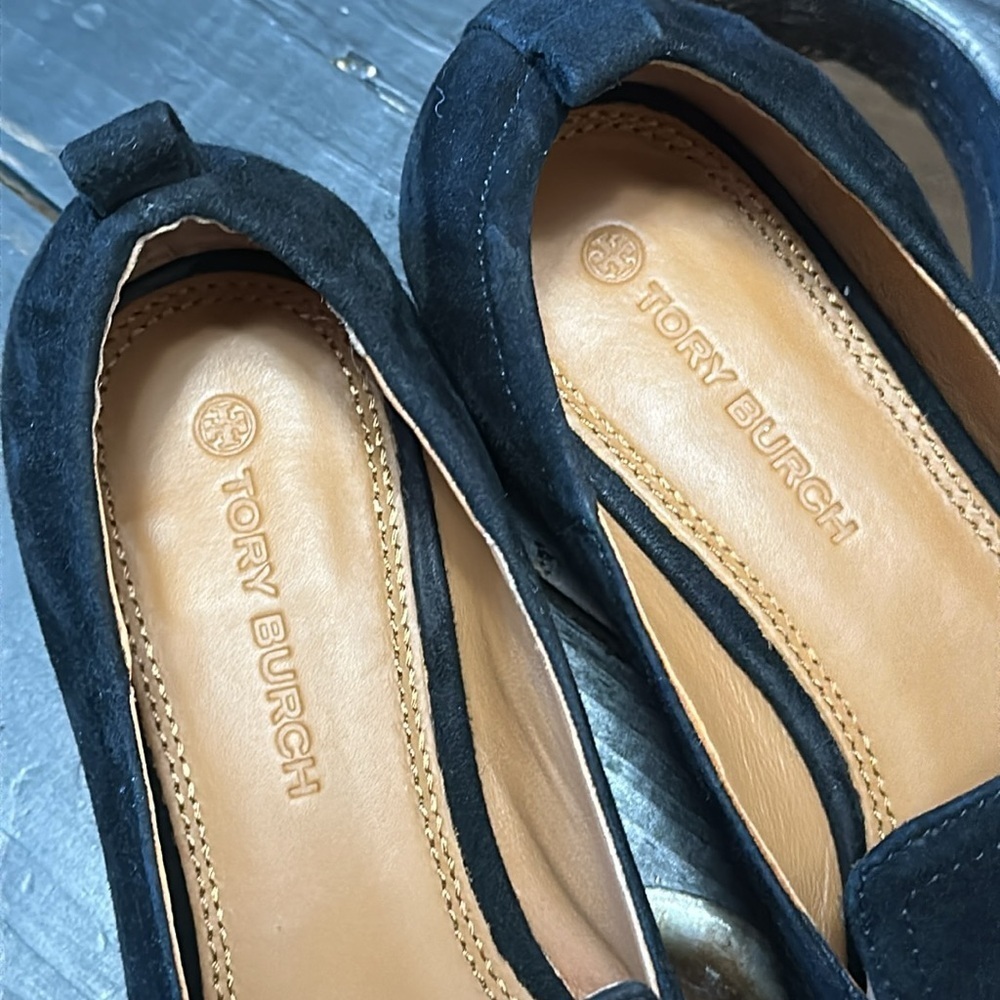 Tory Burch Leigh 15MM Perfect Black Elastic Loafer - Silk Suede - Picture 8 of 16